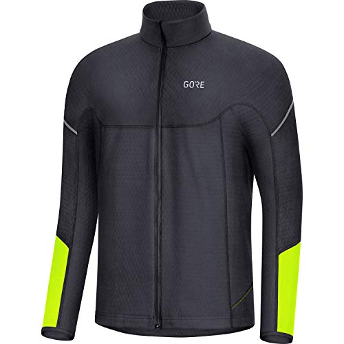 GORE WEAR Bike Wear Men’s M Thermo Long Sleeve Zip Shirt, Black/neon Yellow X-Small