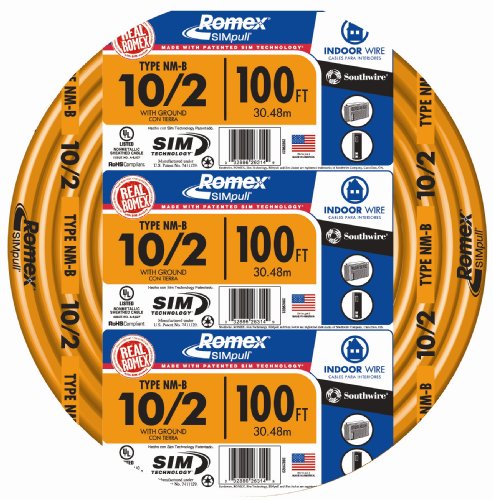 Southwire 28829028 100 ft. 10/2 Solid Romex SIMpull CU NM-B W/G Wire