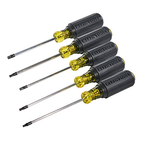 Klein Tools 19555 TORX Cushion Grip Screwdriver Set with T15, T20, T25, T27 and T30 Tip sizes, 5-Piece