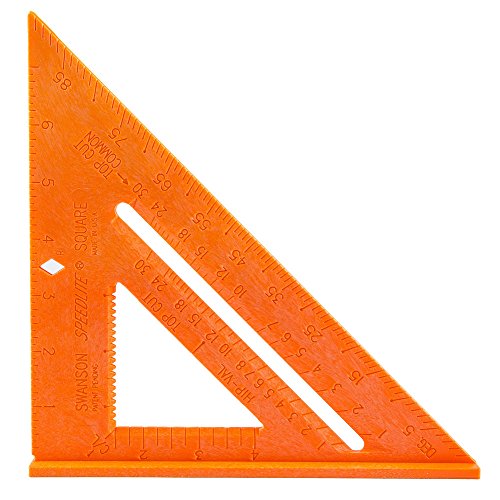 Swanson Tool Co T0118 8 inch Orange Composite Speedlite Speed Square Layout Tool, made of High Impact Polystyrene