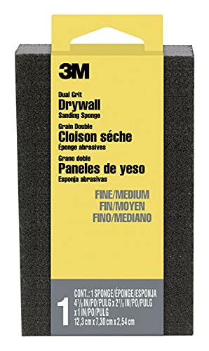 3M Large Area Drywall Sanding Sponge, 4.875-in by 2.875-in by 1-in, Fine/Medium