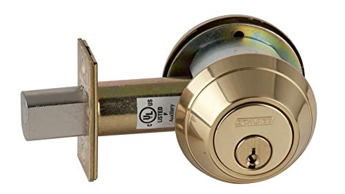 Schlage Lock Company B660605 Grade 1 Single Cylinder Deadbolt with 12297 Latch and 10094 Strike, Satin Brass Finish
