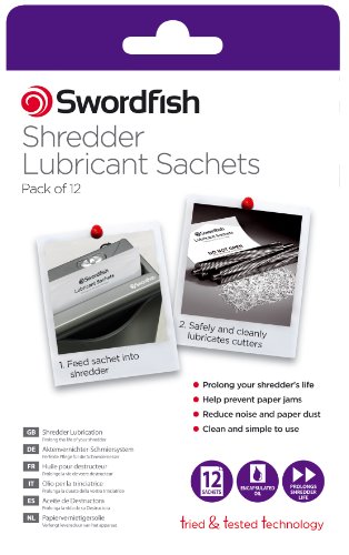 Swordfish Shredder Oil Lubrication Sachets – Suitable for all Paper Shredders (Pack of 12) ref 40015