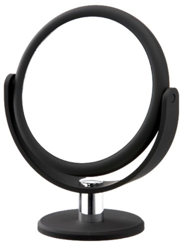 Danielle Portable Two-Sided Vanity Makeup Mirror with 12x Magnification, Midnight Matte Black