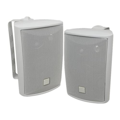 Dual Electronics LU43PW 3-Way High Performance Outdoor Indoor Speakers with Powerful Bass | Effortless Mounting Swivel Brackets | All Weather Resistance | Expansive Stereo Sound Coverage | Sold in Pairs, White
