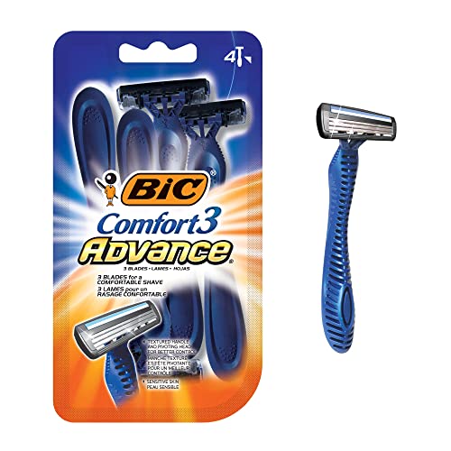 BIC Comfort 3 Advance Disposable Razors for Men, For an Ultra-Soothing and Close Shave, 4 Piece Razor Set