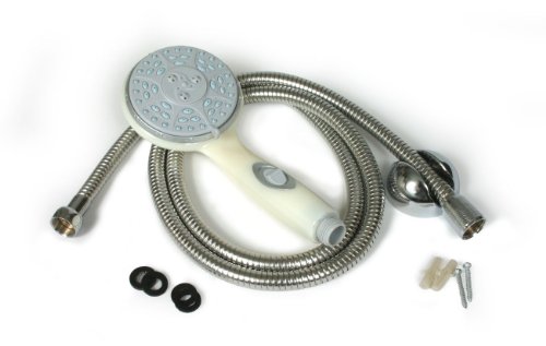 Camco 43715 RV Shower Head Kit with On/Off Switch and 60″ Flexible Shower Hose (Off-White)