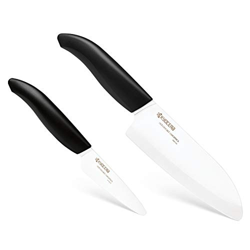 Kyocera Revolution Kitchen Ceramic Knife Set, 5.5 INCH, 3 INCH, black/white