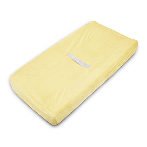 American Baby Company Heavenly Soft Chenille Fitted Contoured Changing Pad Cover, Maize, for Boys and Girls, 16x32x4 Inch (Pack of 1)