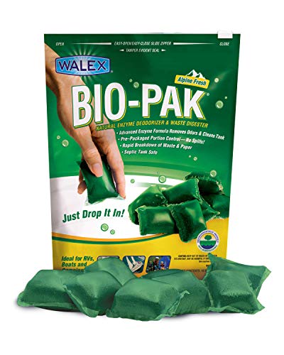 Walex Bio-Pak RV Black Holding Tank Deodorizer and Digester, Natural Enzyme Formula, Alpine Fresh 10-Pack