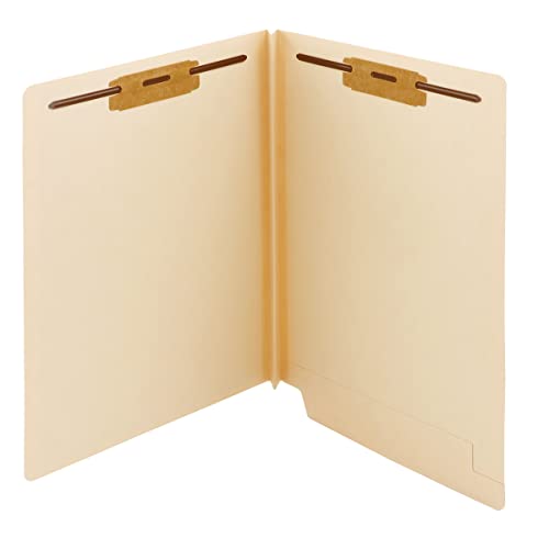 Smead Extra Capacity End Tab Fastener File Folder, Shelf-Master® Reinforced Straight-Cut Tab, 2 Fasteners, 1-1/2″ Expansion, Letter Size, Manila, 50 per Box (34276)