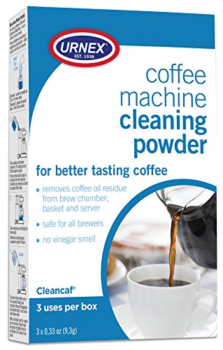 Urnex Coffee Maker and Espresso Machine Cleaner Cleancaf Powder – 3 Packets – Safe On Keurig Delonghi Nespresso Ninja Hamilton Beach Mr Coffee Braun