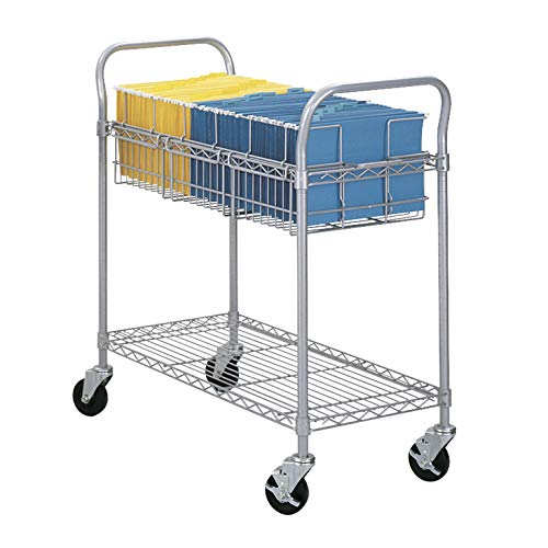 Safco Products 5236GR Wire Mail Cart Holds 150 Legal Folders, Sold Separately, Gray