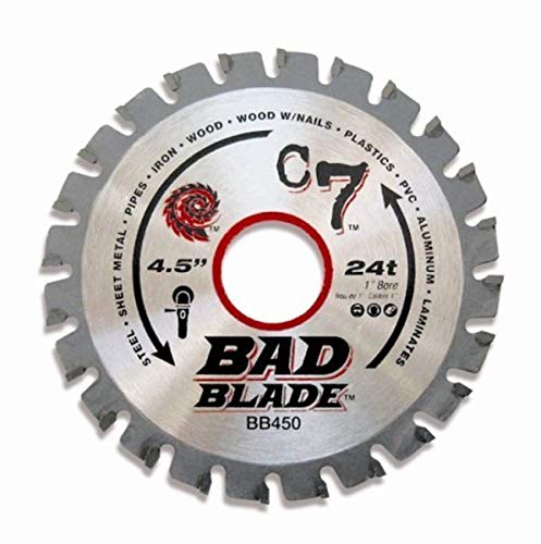 KwikTool USA BB450 C7 Bad Blade 4-1/2-Inch 24 Tooth with 1-Inch Arbor And 7/8-Inch, 5/8-Inch