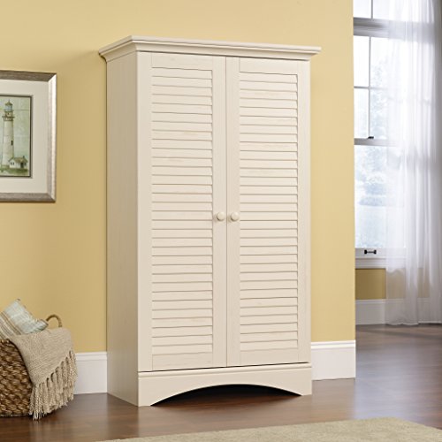 Sauder Harbor View Storage Cabinet, L: 35.43″ x W: 16.73″ x H: 61.02″, Antiqued White Finish | The Storepaperoomates Retail Market - Fast Affordable Shopping