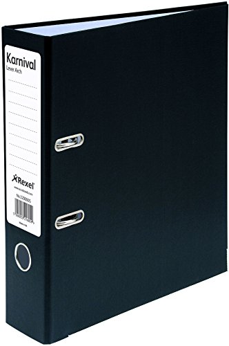 Rexel A4 Lever Arch File, Black, 75 mm Spine Width, Karnival, Pack of 10, 3200005