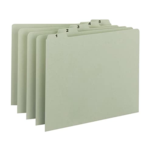 Smead Pressboard Guides, 1/5-Cut Tab, Daily (1-31), Letter Size, Gray/Green, Set of 31 (50369)