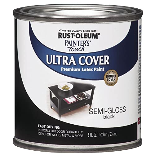 Rust-Oleum 1974730 Painter’s Touch Enamel Latex Paint, Half Pint, Semi-Gloss Black