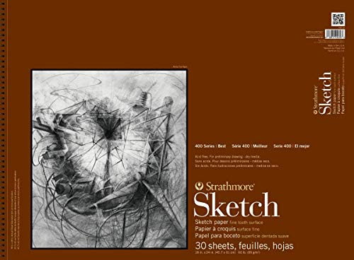 Strathmore 400 Series Sketch Paper Pad, Side Wire Bound, 18×24 inches, 30 Sheets (60lb/89g) – Artist Sketchbook for Adults and Students – Graphite, Charcoal, Pencil, Colored Pencil