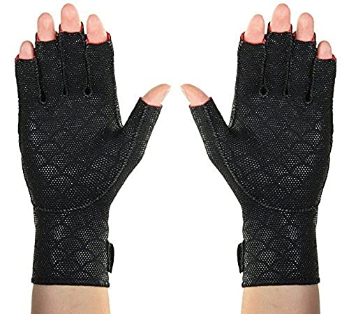 Thermoskin Premium Arthritic Gloves Pair, Black, Relieves Arthritic Pain in Fingers and Hand, Size Medium