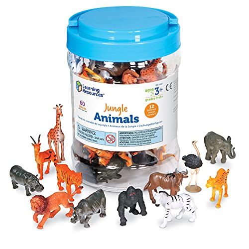 Learning Resources Jungle Animal Counters, Educational Counting and Sorting Toy, Classroom Desk Pets, Plastic Animal Figurines, Jungle Animals, Set of 60, Ages 3+