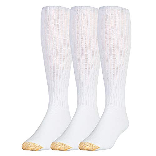 Gold Toe Men’s Cotton Over-The-Calf Athletic Socks (3-Pack), White, 10-13 (Shoe Size 6-12.5)