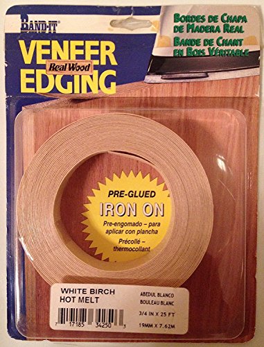Cloverdale 78250 Birch Edging With Hot Melt “Band-it” Wood Veneer Edge Banding 7/8-Inch x 25-Feet, White Birch