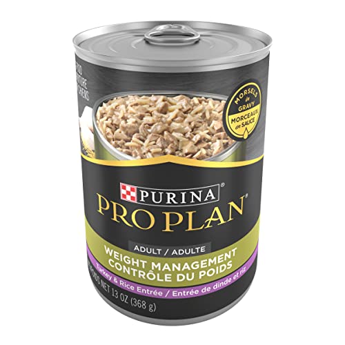 Purina Pro Plan Weight Control Dog Food Wet Gravy, Weight Management Turkey and Rice Entree – (12) 13 oz. Cans