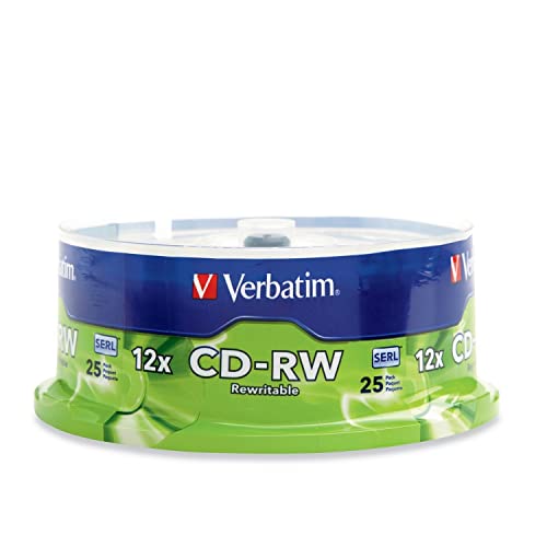 Verbatim CD-RW 700MB 2X-12X Rewritable Media Disc – 25 Pack Spindle
