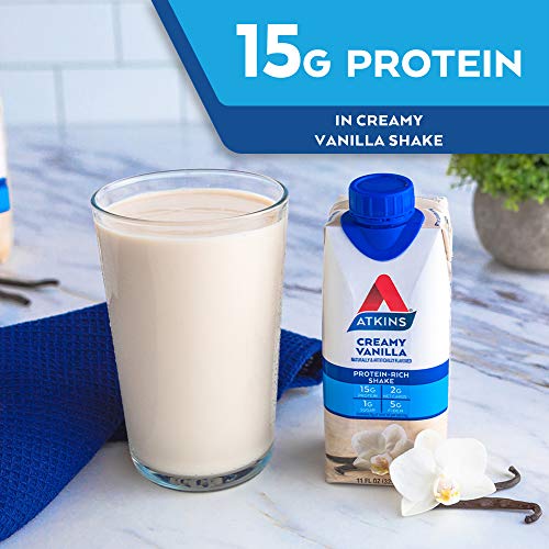 Atkins Creamy Protein-Rich Shake With High Protein, Vanilla, 11 Fl Oz (Pack of 12) | The Storepaperoomates Retail Market - Fast Affordable Shopping