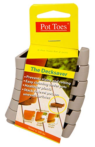Bosmere Pot Toes, Plant Pot Risers for Indoor and Outdoor, Prevent Stains and Rotting on Wood, Cement, and Tile, Light Gray (Pack of 6),SPT-06LGCS