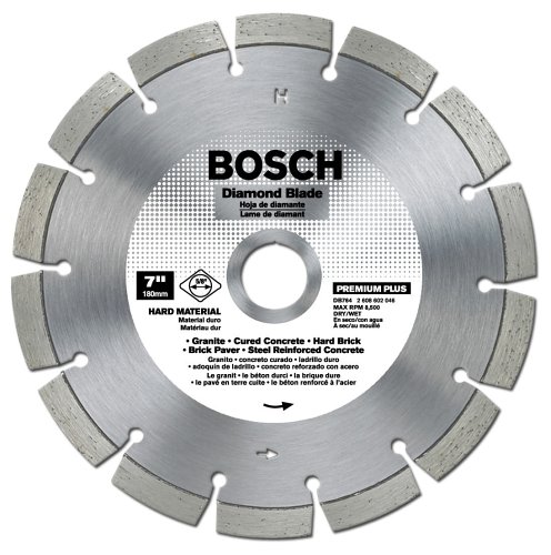 BOSCH DB764 Premium Plus 7-Inch Dry or Wet Cutting Segmented Diamond Saw Blade with 5/8-Inch Arbor for Granite