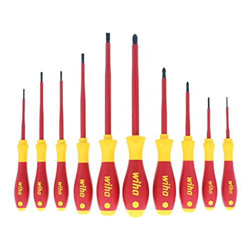 Wiha 32093 Slotted and Phillips Insulated Screwdriver Set, 1000 Volt, 10 Piece