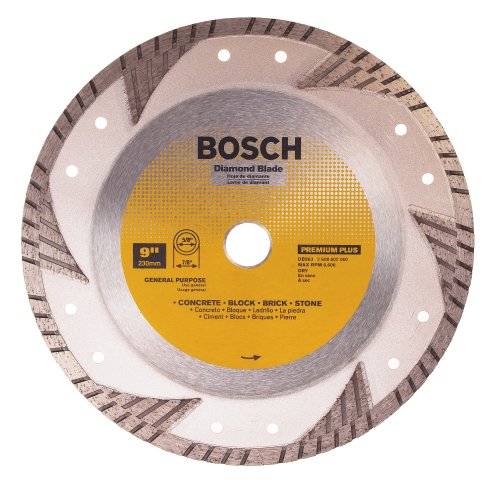 BOSCH DB963 Premium Plus 9-Inch Dry Cutting Turbo Continuous Rim Diamond Saw Blade with 7/8-Inch Arbor for Masonry , Silver