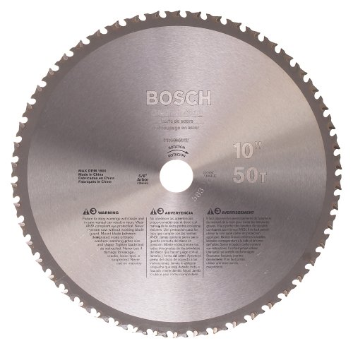 Bosch PRO1048ST 10-Inch 50 Tooth TCG Steel Cutting Saw Blade, Includes bushing for 5/8 Inch arbor