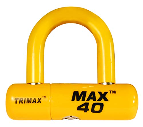 Trimax MAX40YL Motorcycle Disc U-Lock – Yellow with Yellow PVC Shackle