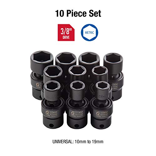 Sunex 3657, 3/8 Inch Drive Universal Impact Socket Set, 10-Piece, Metric, 10mm – 19mm, Cr-Mo Alloy Steel, Radius Corner Design, Dual Size Markings, Heavy Duty Storage Case, Meets ANSI Standards | The Storepaperoomates Retail Market - Fast Affordable Shopping