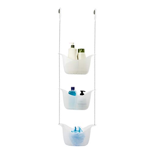 Umbra 022360-670 Bask, White Hanging Shower Caddy, Bathroom Storage and Organizer for Shampoo, Conditioner, Bath Supplies and Accessories, 11-1/4″ x 5-1/4″ x 36-1/2″ h