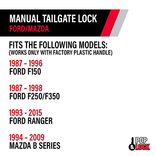 Pop & Lock – Manual Tailgate Lock for Ford F150, Fits 1987 to 1996 – Works Only with Factory Plastic Handle (Black, PL2310) | The Storepaperoomates Retail Market - Fast Affordable Shopping