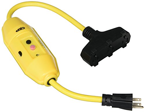 CEP Construction Electrical Products 1244G2 2-Feet 12-Gauge Yellow In-Line Triple Tap GFCI