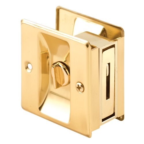 Prime-Line N 6771 Privacy Pull-Replace Old or Damaged Pocket Door Locks Quickly and Easily, single pack, Polished Brass