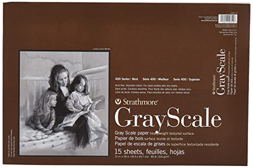 Strathmore 400 Series Gray Scale Pad, Assorted Tints, 12″x18″ Glue Bound, 15 Sheets
