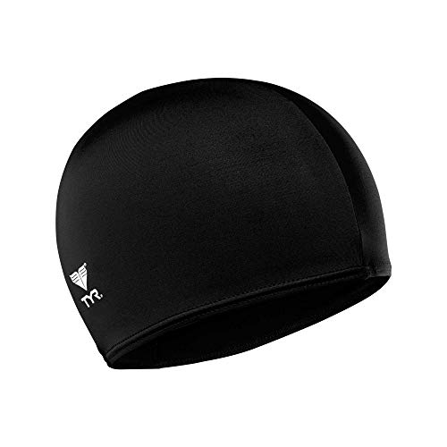 TYR mens all-season Swim cap, Black, One Size US