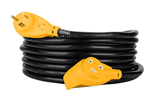 Camco PowerGrip RV Extension Cord | Features Power Grip Handles and an Extremely Flexible Design | 30-Amp, 10-Gauge, 25 Feet (55191)