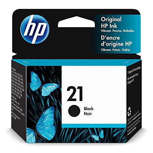 HP 21 Black Ink Cartridge | Works with HP DeskJet D1300, D1400, D1500, D2300, D2400, F300, F2100, F2200, F4100, 3900; OfficeJet J3600, 4300; PSC 1410; Fax 1250, 3180 Series | C9351AN