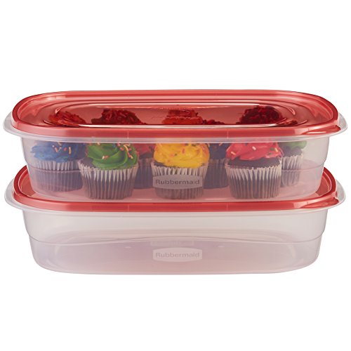 Rubbermaid TakeAlongs Large Rectangular Food Storage Containers, 1 Gallon, Tint Chili, 2 Count