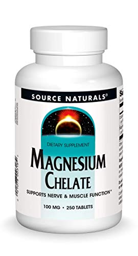 Source Naturals Magnesium Chelate – Supports Nerve & Muscle Function – 250 Tablets