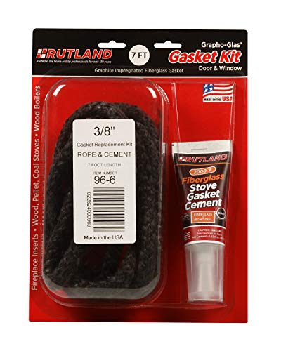 Rutland Products Rutland 96-6 Grapho-Glas Rope Gasket Replacement Kit, 3/8-Inch by 7-Feet, 3/8″ X7′, Black