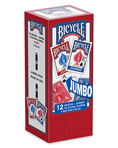 Bicycle Jumbo Playing Cards, 12-pack Red/Blue