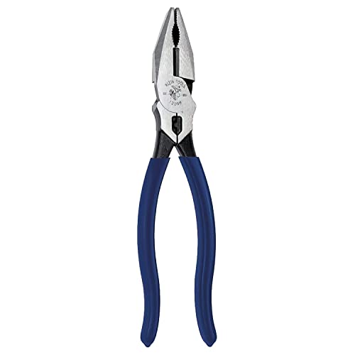 Klein Tools 12098 High Leverage Universal Lineman Combination Pliers with Crimping Die, Toothed Pipe Grip, Induction Hardened Knives, 8-Inch